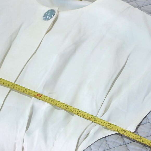 Vintage 80s 90s Teal Green Crinkle Midi Dress & Long Duster Jacket 2pc Set - Picture 15 of 16